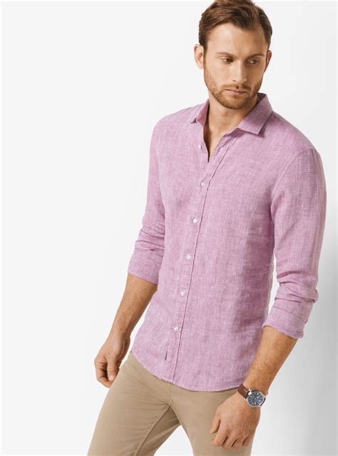 michael kors tailored fit shirt mens|Michael Kors men's linen shirt.